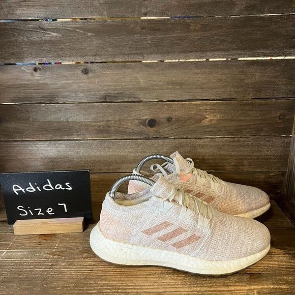Womens Adidas Go Pureboost Woven Pink Athletic Running Sneakers Shoes Size‎ 7 M - Picture 1 of 6